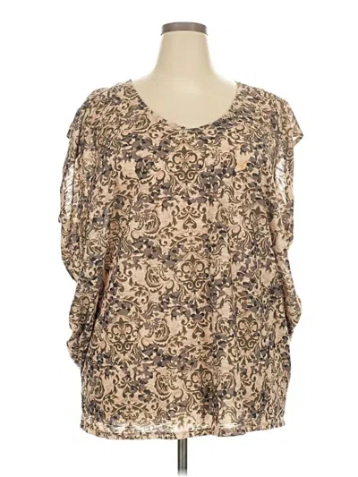 Pre-owned Faded Glory 3/4 Sleeve Blouse In Brown