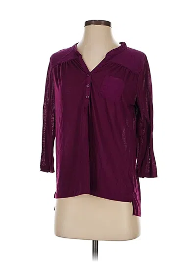 Pre-owned Faded Glory 3/4 Sleeve Blouse In Burgundy