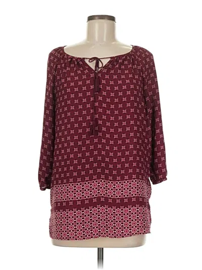 Pre-owned Faded Glory 3/4 Sleeve Blouse In Burgundy