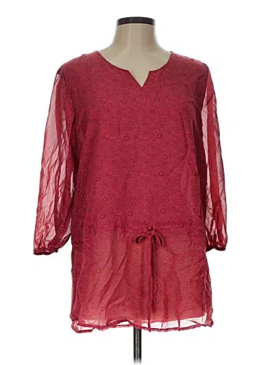 Pre-owned Faded Glory 3/4 Sleeve Blouse In Burgundy