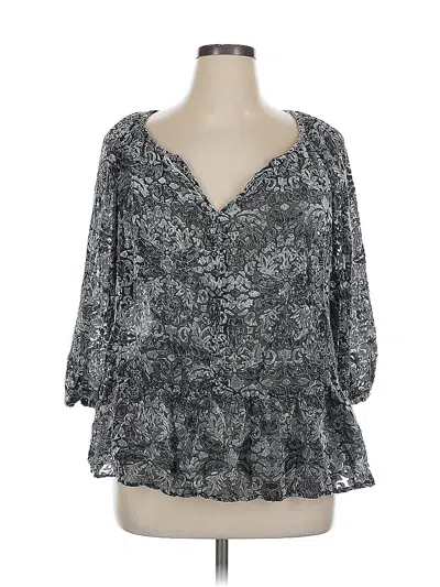 Pre-owned Faded Glory 3/4 Sleeve Blouse In Gray