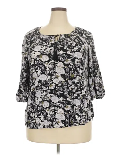 Pre-owned Faded Glory 3/4 Sleeve Blouse In Gray