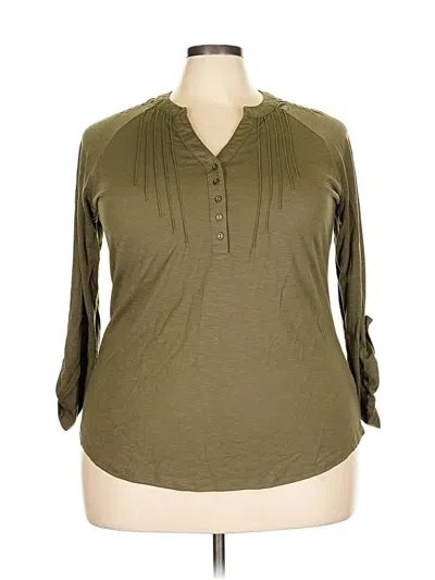 Pre-owned Faded Glory 3/4 Sleeve Blouse In Green