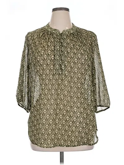 Pre-owned Faded Glory 3/4 Sleeve Blouse In Green