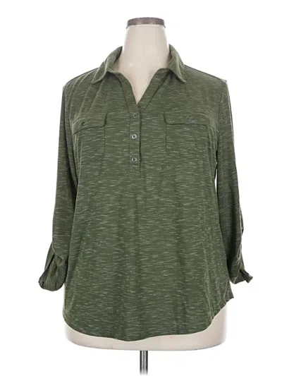 Pre-owned Faded Glory 3/4 Sleeve Blouse In Green