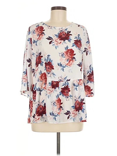 Pre-owned Faded Glory 3/4 Sleeve Blouse In Ivory