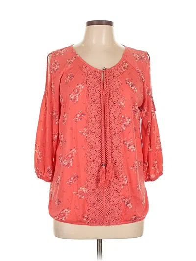 Pre-owned Faded Glory 3/4 Sleeve Blouse In Orange