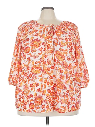 Pre-owned Faded Glory 3/4 Sleeve Blouse In Orange