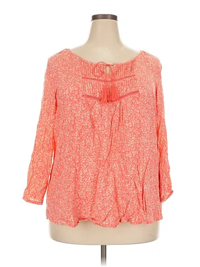 Pre-owned Faded Glory 3/4 Sleeve Blouse In Orange