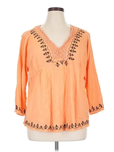 Pre-owned Faded Glory 3/4 Sleeve Blouse In Orange
