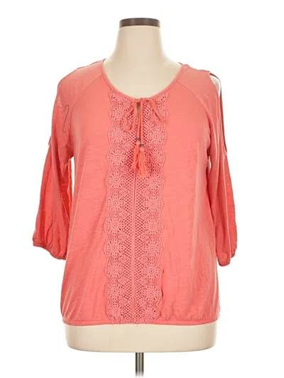 Pre-owned Faded Glory 3/4 Sleeve Blouse In Pink