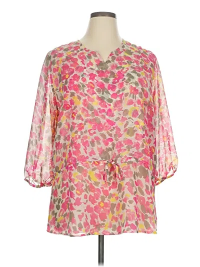 Pre-owned Faded Glory 3/4 Sleeve Blouse In Pink