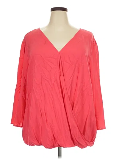 Pre-owned Faded Glory 3/4 Sleeve Blouse In Pink