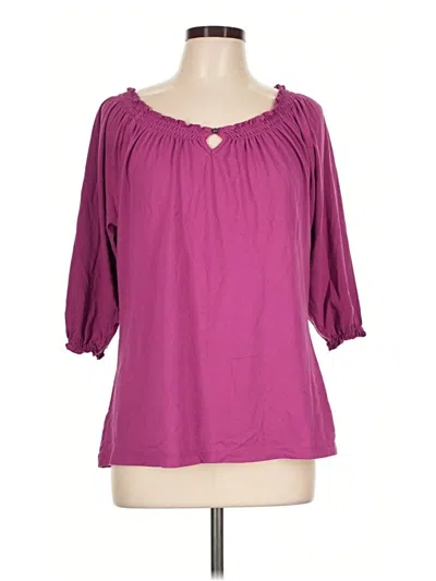 Pre-owned Faded Glory 3/4 Sleeve Blouse In Purple