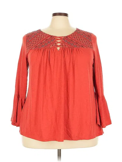 Pre-owned Faded Glory 3/4 Sleeve Blouse In Red
