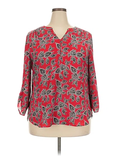 Pre-owned Faded Glory 3/4 Sleeve Blouse In Red