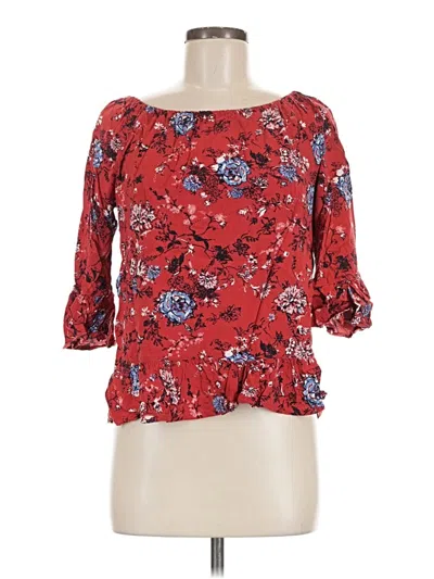 Pre-owned Faded Glory 3/4 Sleeve Blouse In Red