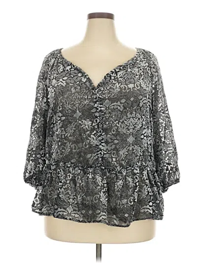 Pre-owned Faded Glory 3/4 Sleeve Blouse In Silver