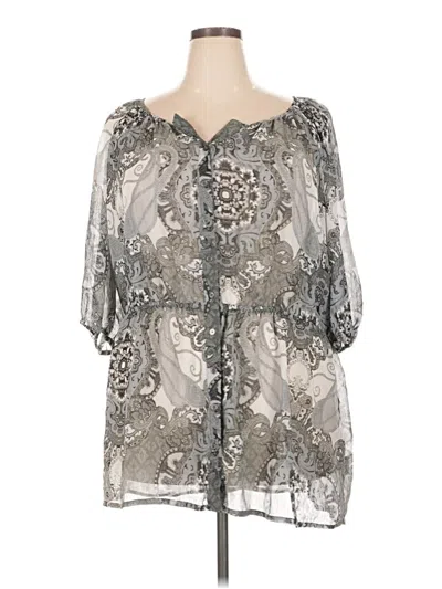 Pre-owned Faded Glory 3/4 Sleeve Blouse In Silver