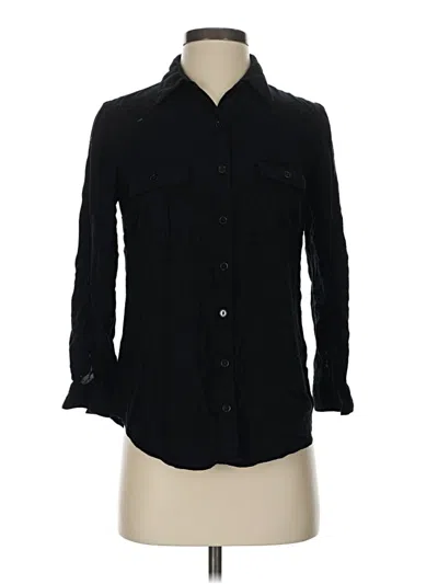 Pre-owned Faded Glory 3/4 Sleeve Button Down Shirt In Black