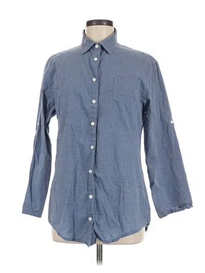 Pre-owned Faded Glory 3/4 Sleeve Button Down Shirt In Blue