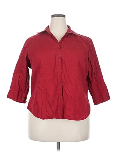 Pre-owned Faded Glory 3/4 Sleeve Button Down Shirt In Burgundy