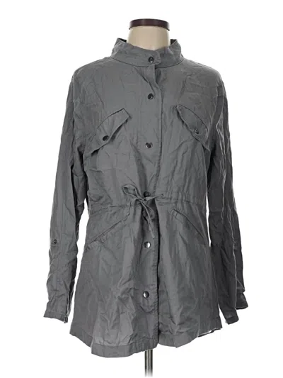Pre-owned Faded Glory 3/4 Sleeve Button Down Shirt In Gray