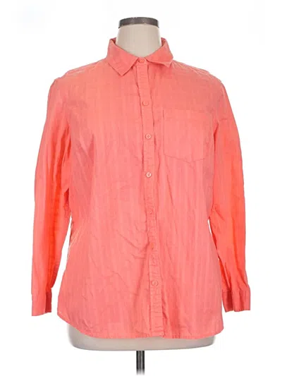 Pre-owned Faded Glory 3/4 Sleeve Button Down Shirt In Orange