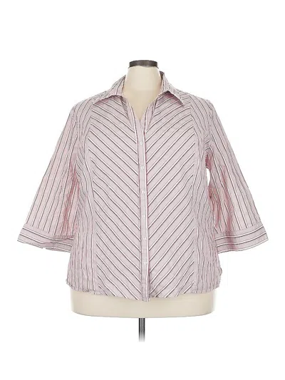 Pre-owned Faded Glory 3/4 Sleeve Button Down Shirt In Pink