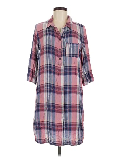 Pre-owned Faded Glory 3/4 Sleeve Button Down Shirt In Pink