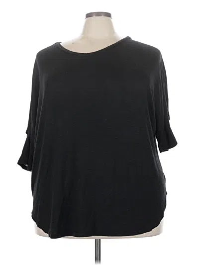 Pre-owned Faded Glory 3/4 Sleeve Top Black Boatneck Tops