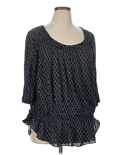 Pre-owned Faded Glory 3/4 Sleeve Top Black Scoop Neck Tops