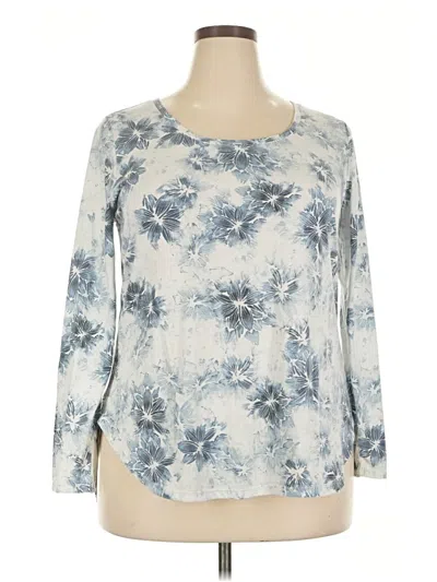 Pre-owned Faded Glory 3/4 Sleeve Top Blue Boatneck Tops