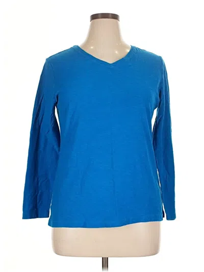 Pre-owned Faded Glory 3/4 Sleeve Top Blue V-neck Tops