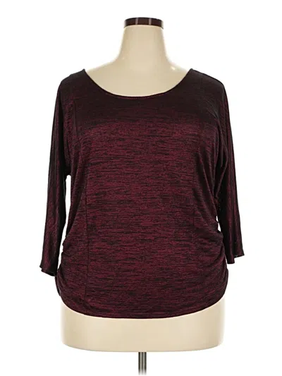 Pre-owned Faded Glory 3/4 Sleeve Top Burgundy Scoop Neck Tops