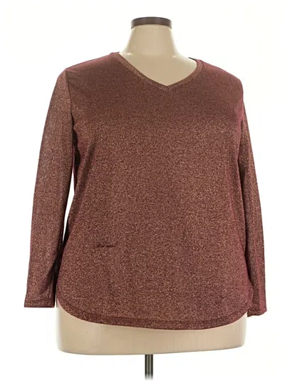 Pre-owned Faded Glory 3/4 Sleeve Top Burgundy V-neck Tops