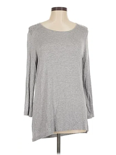 Pre-owned Faded Glory 3/4 Sleeve Top Gray Boatneck Tops