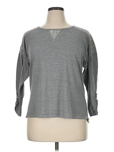 Pre-owned Faded Glory 3/4 Sleeve Top Gray Crew Neck Tops