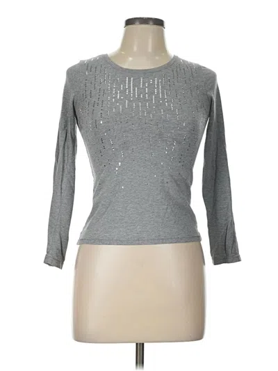 Pre-owned Faded Glory 3/4 Sleeve Top Gray Crew Neck Tops
