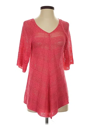 Pre-owned Faded Glory 3/4 Sleeve Top Pink V Neck Tops