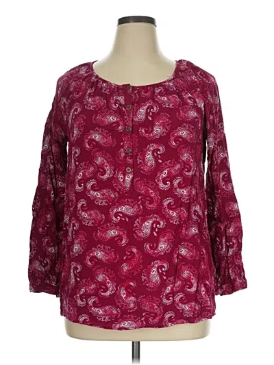 Pre-owned Faded Glory 3/4 Sleeve T-shirt In Burgundy