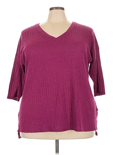 Pre-owned Faded Glory 3/4 Sleeve T-shirt In Burgundy