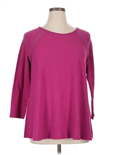 Pre-owned Faded Glory 3/4 Sleeve T-shirt In Pink