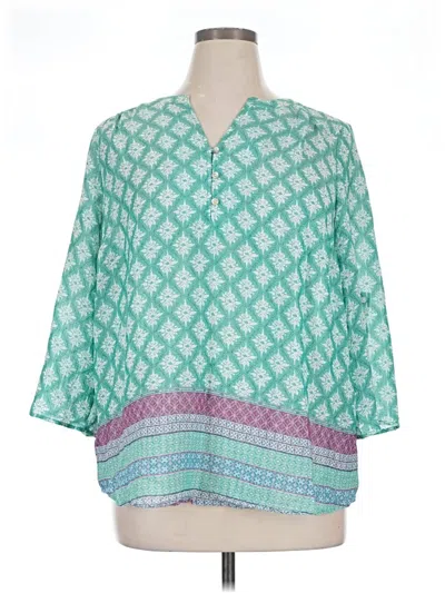 Pre-owned Faded Glory 3/4 Sleeve T-shirt In Teal