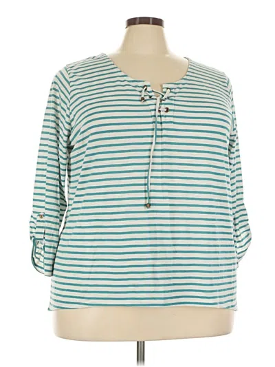 Pre-owned Faded Glory 3/4 Sleeve T-shirt In Teal