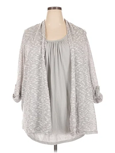 Pre-owned Faded Glory Cardigan Sweater In Silver