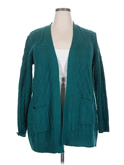 Pre-owned Faded Glory Cardigan Sweater In Teal