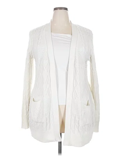 Pre-owned Faded Glory Cardigan Sweater In White
