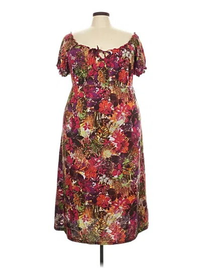 Pre-owned Faded Glory Casual Dress In Burgundy