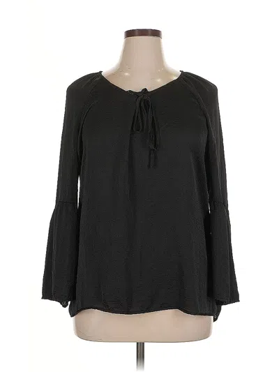 Pre-owned Faded Glory Long Sleeve Blouse In Black